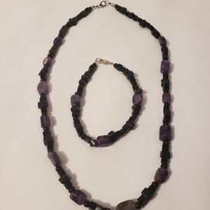 Amethyst necklace and bracelet set